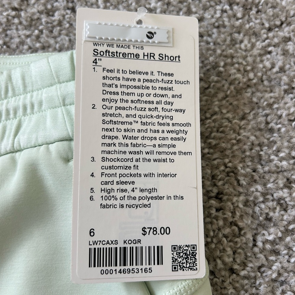 Lululemon Softstreme HR Short 4” size 6 in kohlrabi green - Picture 4 of 4